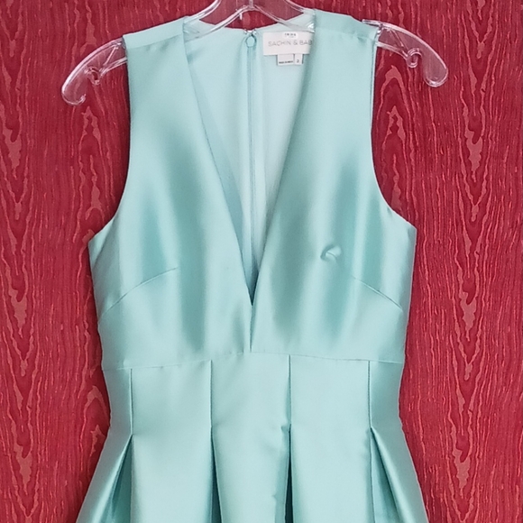 SACHIN & BALI Samira Long 2 Pockets Sequin Mint Turquoise Gown Women's Sz 2 - Picture 3 of 16